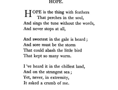 Hope is the thing with feathers